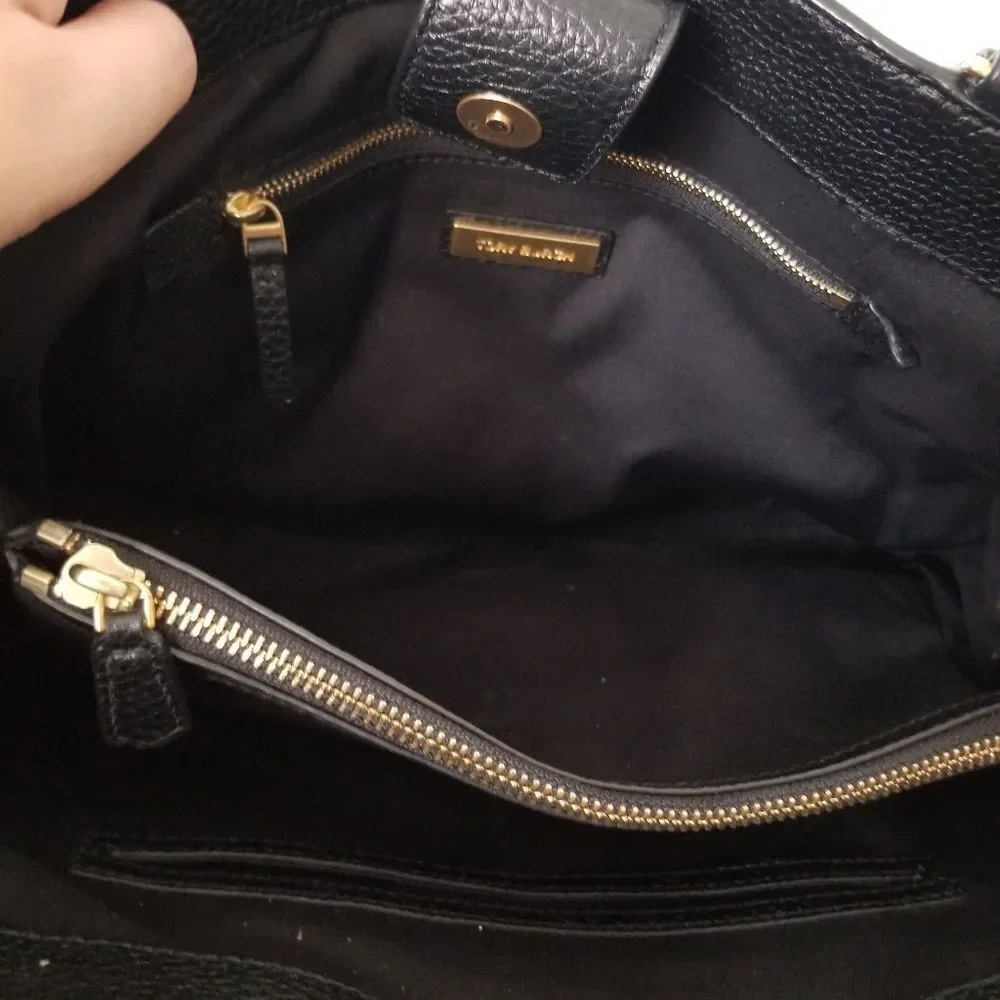 Tory Burch Black Leather Tote with Tassel